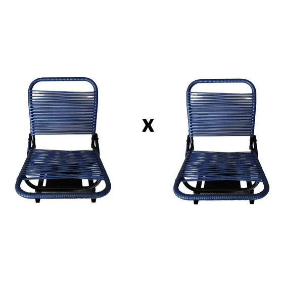 Kit C/2 Cadeira Fio Para Canoa Giratória Encosto Dobrável Cor Azul