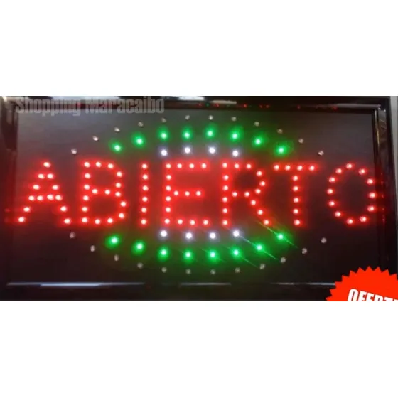 Aviso De Abierto - Led Altamente Luminoso 48 X 25 Cm