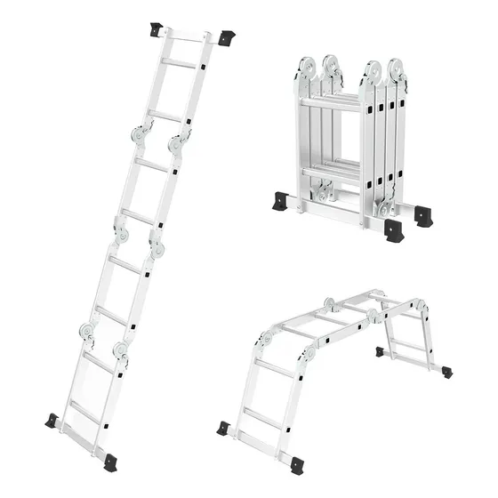 Escalera Multiuso Aluminio 2,4 Mts Plegable Resistente 3en1