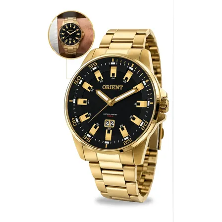Relógio Masculino Orient Quartz MGSS1181-P2KX Dourado Fundo Preto 100m