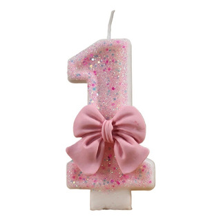 Número 3d Velas For Pastel Lazo Rosa Número 3d Velas For Pastel Lazo Rosa
