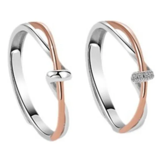 Anillos Plata S925 Ajustables Pareja Nudos Del Destino