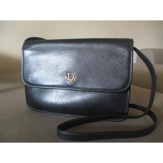 Cartera Cuero Negro Cristian Dior Original