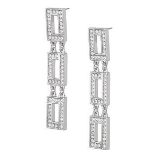 Arete Largo Elegantes Plateados Fiesta Cristal Nice Arete Largo Elegantes Plateados Fiesta Cristal Nice