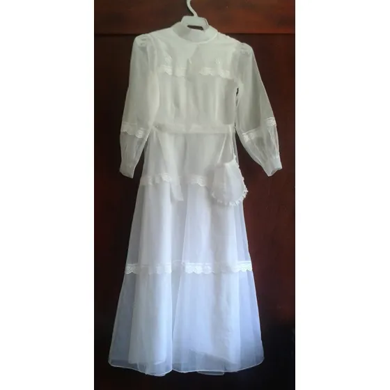 Vestido De Primera Comunión Con Bolso Y Guantes Talla 10-12