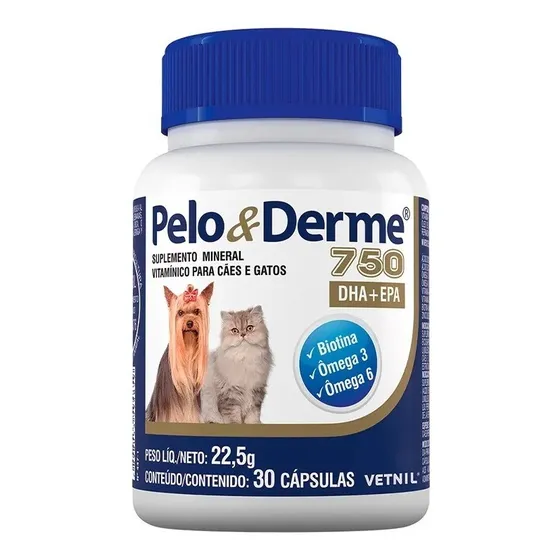 Suplemento Pelo & Derme 750 (22,5g/30 Capsulas) - Vetnil