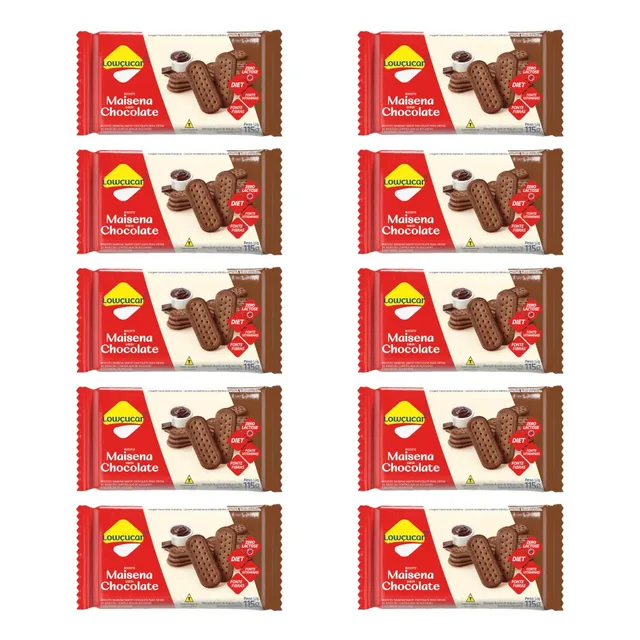 Kit C/ 10 Biscoito Maisena Choco. Zero Adição De Açúcar 115g