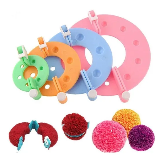 Set De 4 Pomponeras Pompom Maker Crea Pompones En 4 Tamaños