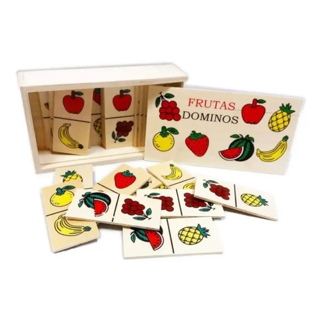 Domino Madera Infantil Juego Didáctico Animales Frutas 