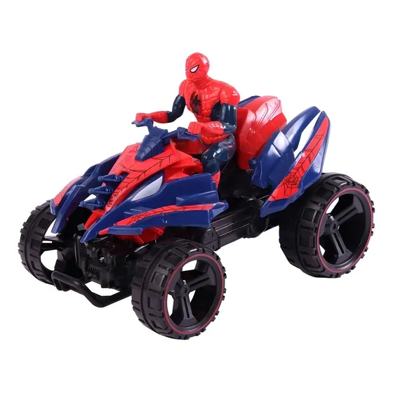 Vehiculo A Friccion Marvel Spiderman Cuatriciclo Con Figura Color Azul/rojo