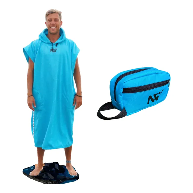 Poncho De Toalla Ng + Bolso Impermeable Playa Surf Kite Wake