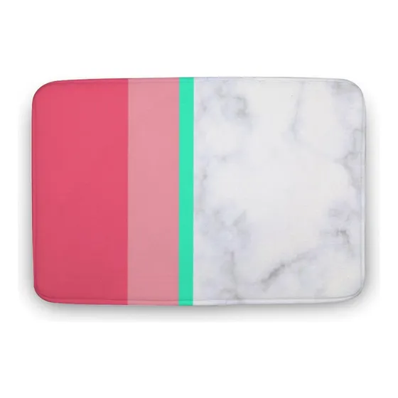 Elegante Alfombra Baño Marmol Blanco Color Rosa Pastel Suave