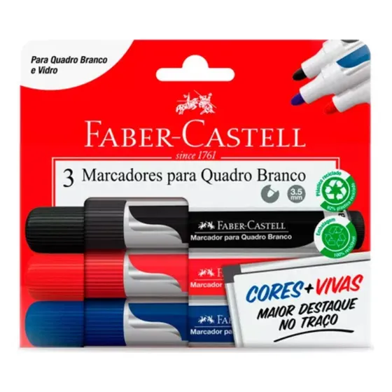 Marcador Quadro Branco 3 Cores - Faber-castell