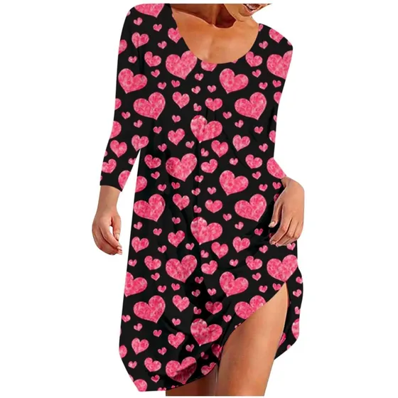 Vestido Fiesta Noche Ama Casa Estampado Dia San Valentin 50