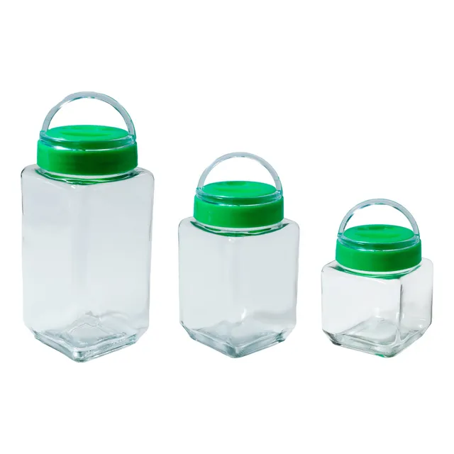 Frasco Contenedor Con Tapa Hermetrico Set X 3 Medidas
