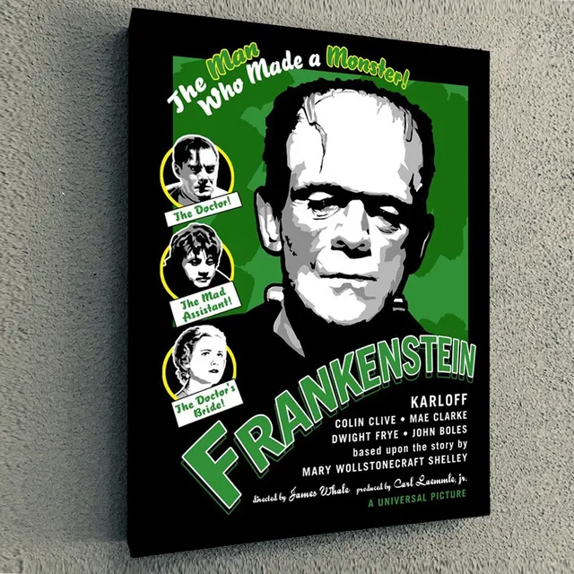 Cuadro De Pelicula Frankenstein De Karloff 30x40x4cm