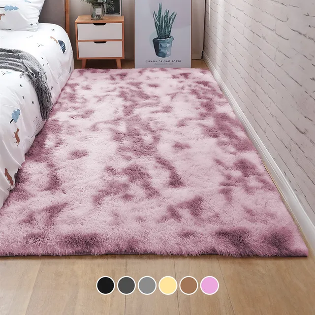 Alfombra De Sala Suave Decorativa Tapete Cuarto Afelpada 160x120 Cm Poliéster Antideslizante Blick Color Rosa