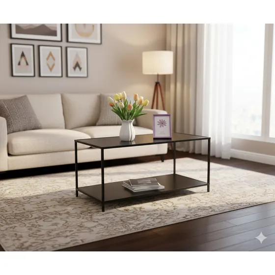 Mesa Ratona De Centro Living Rectangular Baja 78x38 Negro Negro