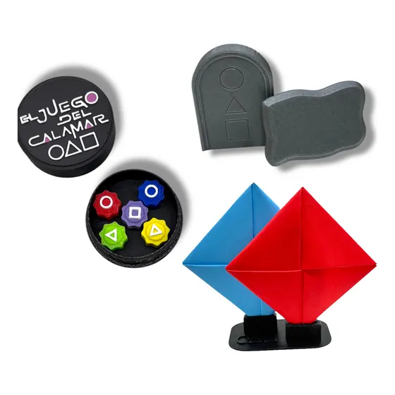 Juego Del Calamar Dados Gong-gi + Lanzamiento Piedra+ Ddakji Color Negro