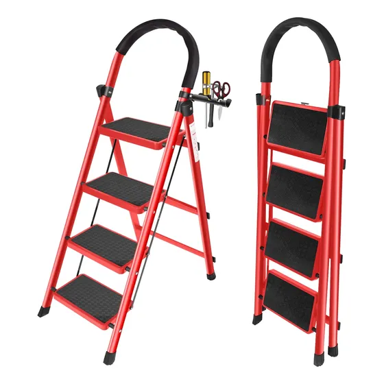 Escalera De Acero Tubular Tipo Tijera Plegable 4 Escalones