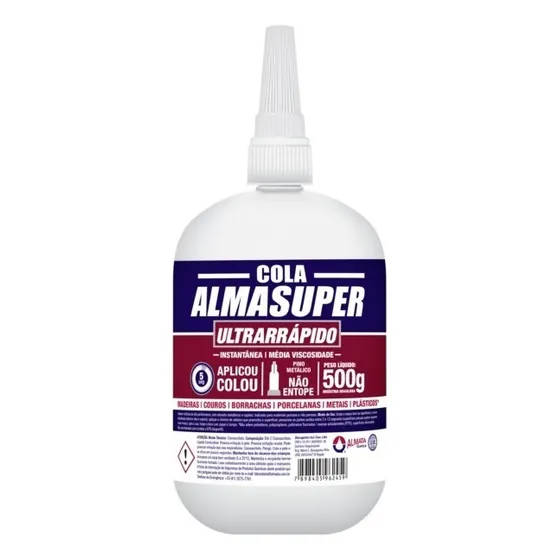 Cola Instantânea Almasuper Ultrarrápido 500g - Líquida Cor Transparente