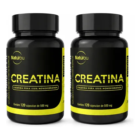 Kit 2 Creatina Monohidratada 120 Cápsulas 100% Pura Natuyou Sem Sabor