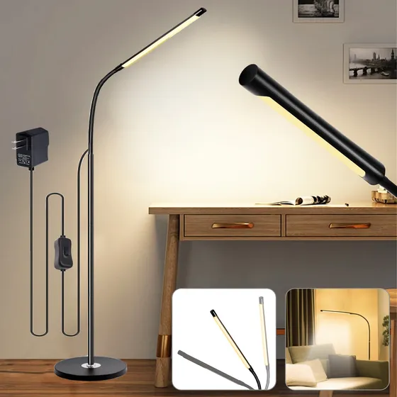 Moderna Lámpara De Piso Ajustable Con Luz De Lectura Moderna