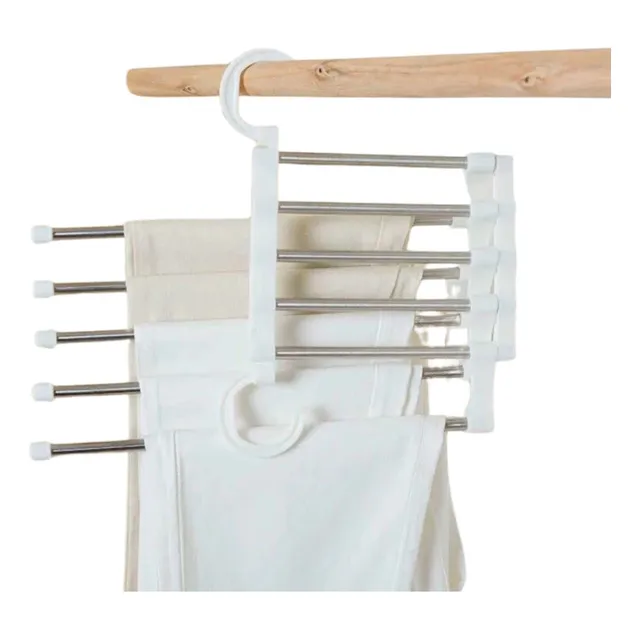 Set De 4 Colgadores Blancos Para Pantalones - Ahorra Espacio Blanco