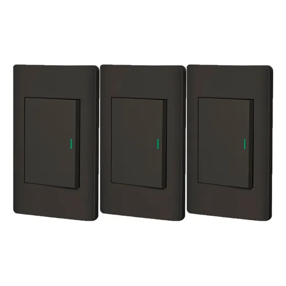 Kit De 3 Apagadores Sencillos Color Negro