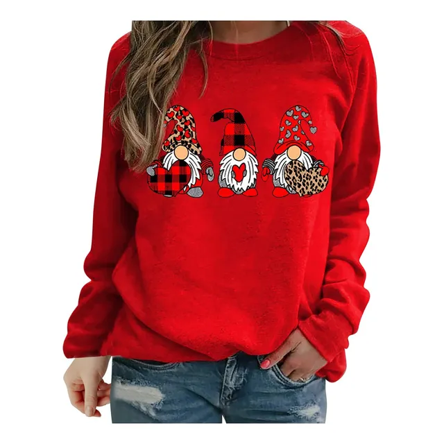 Bmisegm Dia San Valentin Mujer Sudadera Top Enano Rojo Blusa