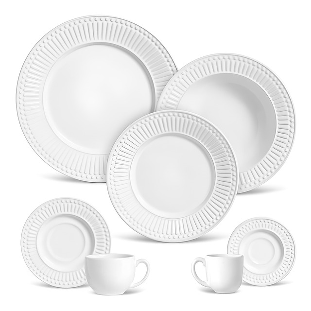 Jogo De Jantar Porto Brasil Cerâmica Ravenna De 42 Peças Branco Roma Branco Jogo De Jantar Porto Brasil Cerâmica Ravenna De 42 Peças Branco Roma Branco