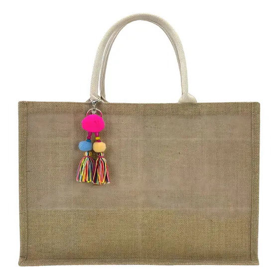 Bolsa De Praia Feminina Palha Com Zíper Chaveiro Ipermeável
