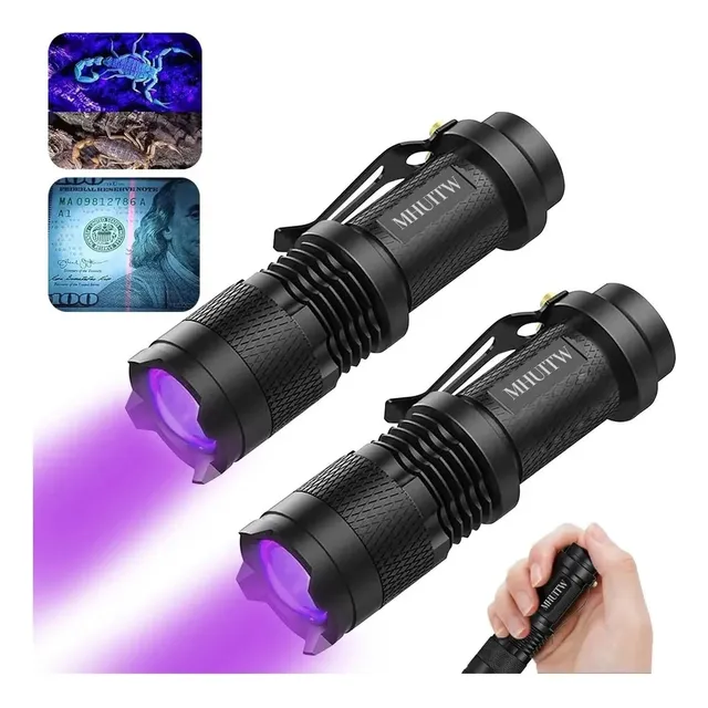 2pzs Lámpara Led Uv Ultravioleta 395nm Linterna De Tactica