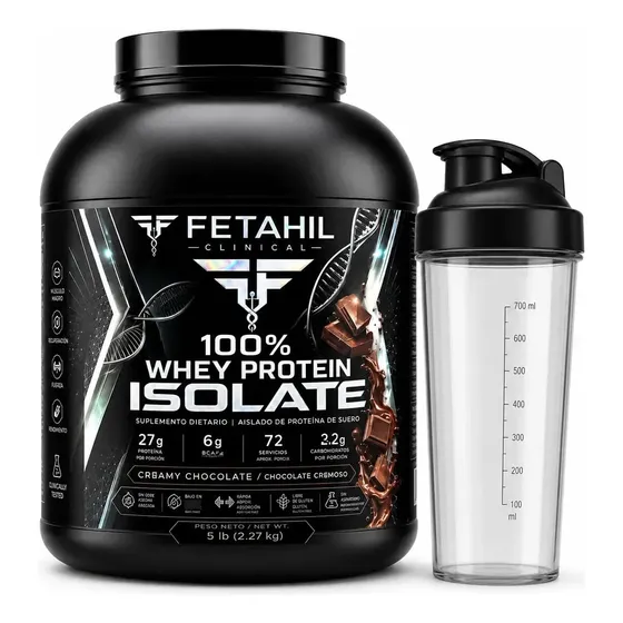 Proteína Whey Isolate Fetahil 72 Serv Chocolate + Shaker