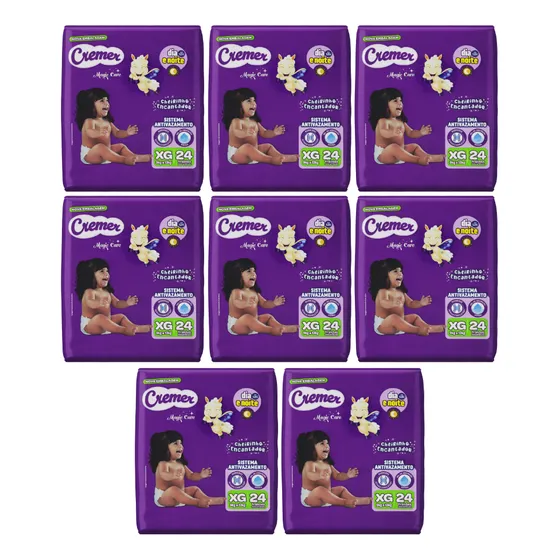 8x Fralda Cremer Magic Care Econômica Xg Pacote C/ 24 Unid