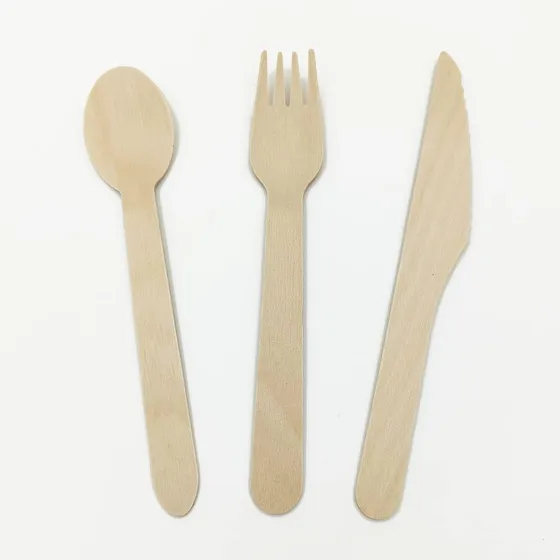 Utensilios Biodegradables Desechables De Madera Color Natural