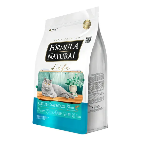 Ração fórmula Natural Life para gatos castrados sabor salmão 15kg