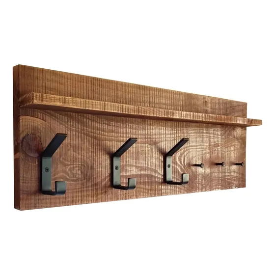 Perchero Pared Industrial Madera Metal