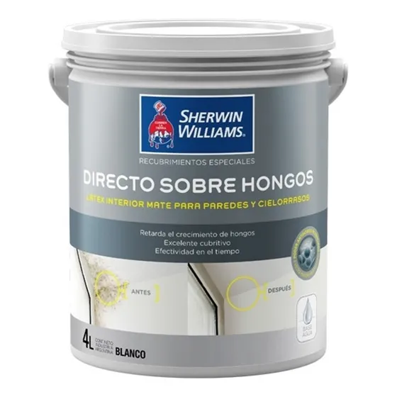 Pintura Latex Interior Mate Directo Sobre Hongos 4 Lts Sw