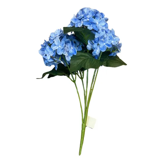 Buquê De Hortência Toque Real Azul X5 43cm