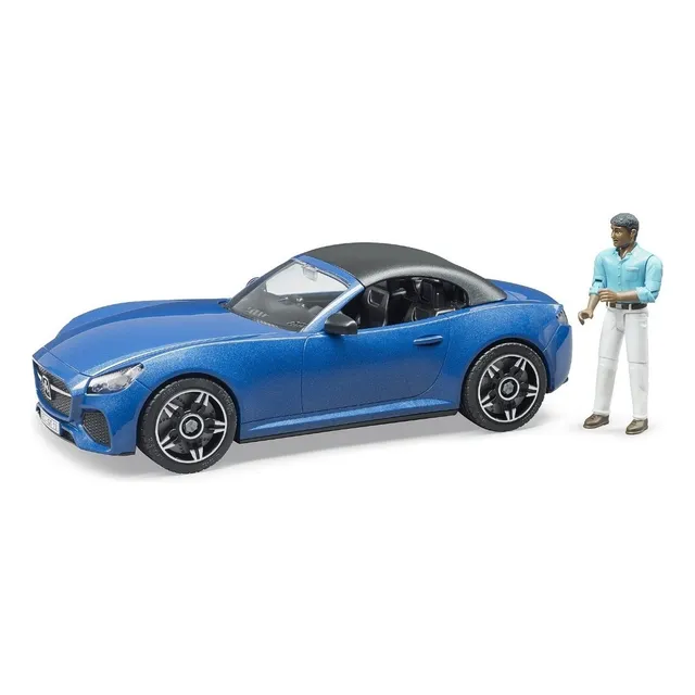 Bruder Roadster With Driver Color Azul y Gris Personaje Conductor