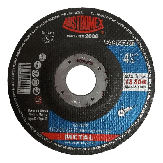 Disco De Corte Metal 4-1/2 Plg Austromex 2006 1 Pz
