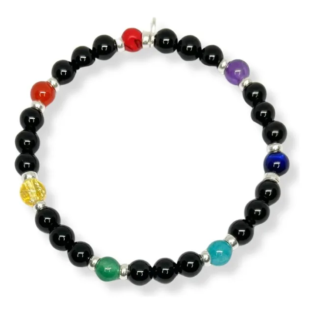 Pulsera 7 Chakras Chaquiras - Piedra Natural Y Plata - 15670
