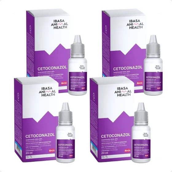 4 Cetoconazol Suspensão Oral 20% Ibasa 20ml Para Cães E Gato