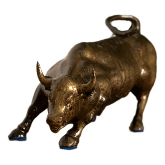 Toro De Wall Street En Resina - 26x13x9 Dorado Oscuro