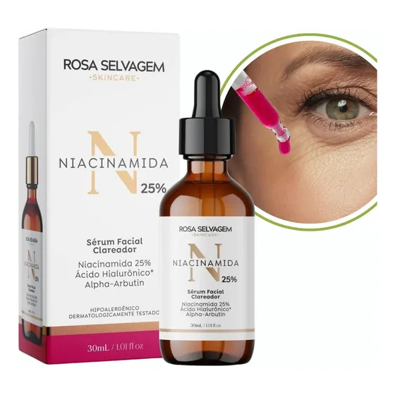Sérum Facial Clareador Niacinamida 25% Rosa Selvagem 30ml