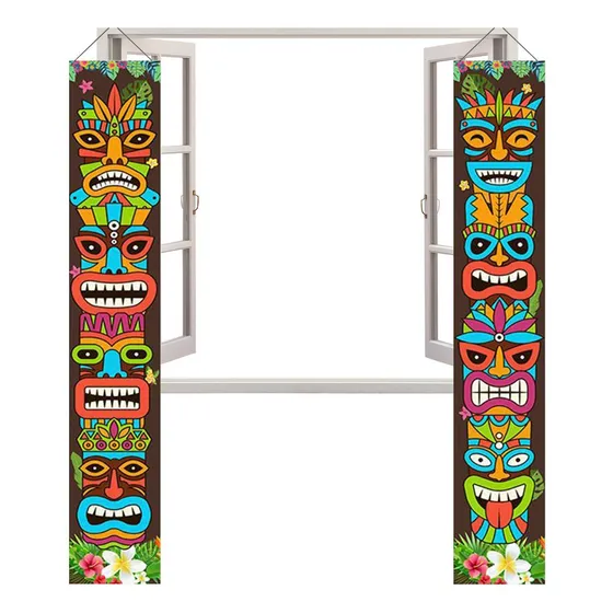 Banner Tiki Para Decoración De Fiesta Con Diseño De Moana Tr