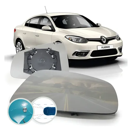 Lente Com Base Retrovisor Fluence 2010 2011 12/2016 Convexa