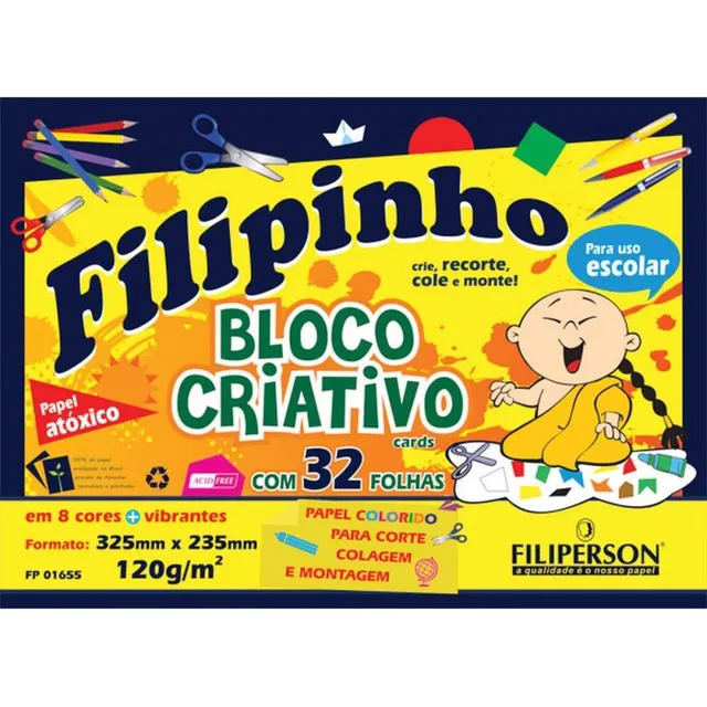 Bloco Para Educacao Artistica Filipinho 8cor.325x235 120g 32