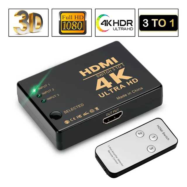 Switch Hdmi 4k 3x1 Splitter Video Full Hd Con Control Aspor